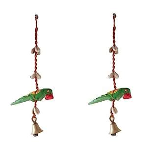 Decorative Handcrafted Parrot with Shells and Brass Bell Door Hanging ...