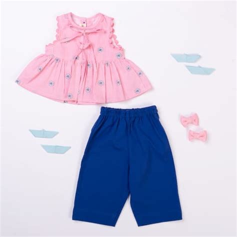 Girls Pink and Blue Co Ord Set by Kattan Kids, Shop on Creco