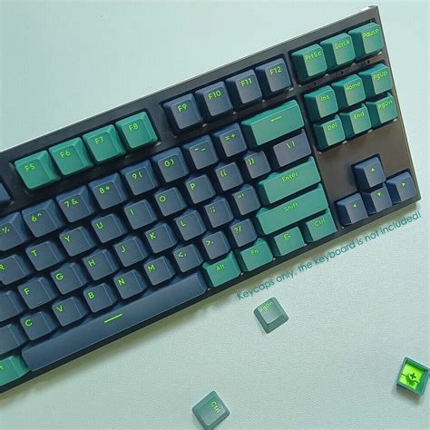 Buy Black Green PBT Double-shot Keycap Set Sound Waves Theme for Cherry ...