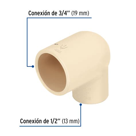 Ficha Tecnica Codo reducción 90° de CPVC de 3/4" x 1/2", Foset