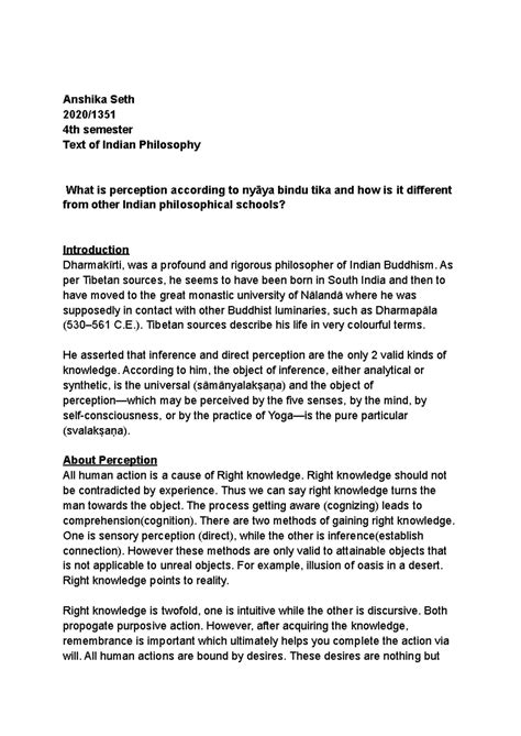 2. Understanding Perception in Nyāya Bindu Tika vs. Other Indian ...