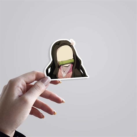 Nezuko with Bamboo Muzzle - Anime Sticker Art