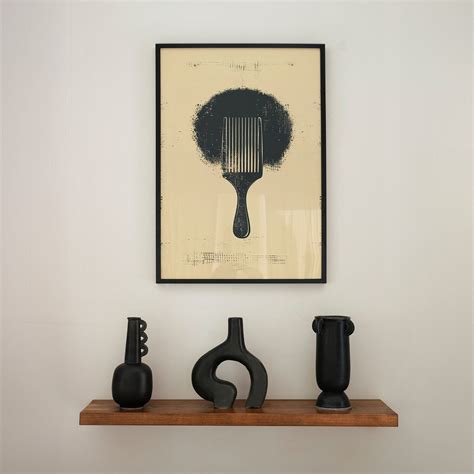 Vintage Afro Hair Comb Wall Art African American Poster Afrocentric ...
