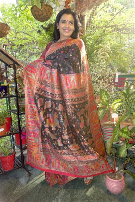 Black Kani saree inspired from Mughal paintings – sohumsutras