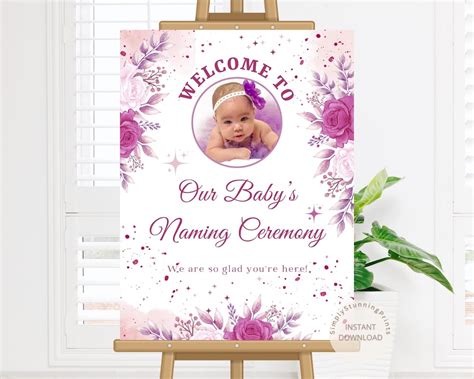 Buy Editable Floral Naming Ceremony Welcome Sign : Naming Day Decor ...