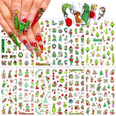 Amazon.com: 12 Sheets Christmas Nail Art Stickers Decals Winter Self ...