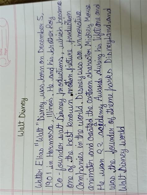 biography sketch on Walt Disney about 200 to 250 words - Brainly.in