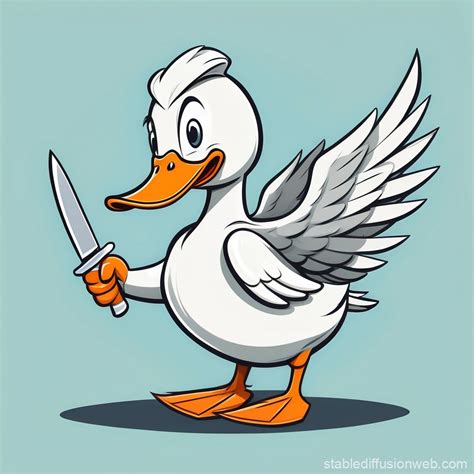 Cartoon Duck with Knife View from Side | Stable Diffusion Online