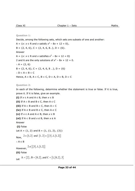 NCERT Solutions for Class 11 Maths chapter 1 - Sets