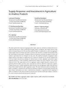 Supply Response and Investment in Agriculture in Andhra Pradesh - OAR ...