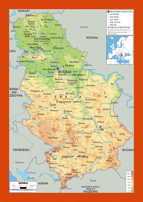 Physical map of Serbia | Maps of Serbia | Maps of Europe | GIF map | Maps of the World in GIF ...