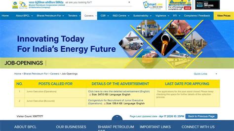BPCL recruitment 2026 opens for engineering, accounts and QA vacancies ...