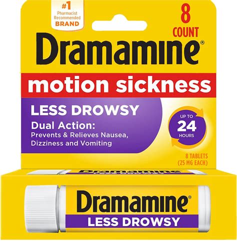 Amazon.com: Dramamine All Day Less Drowsy Motion Sickness Relief Tablets | 8 Tables per Vial ...