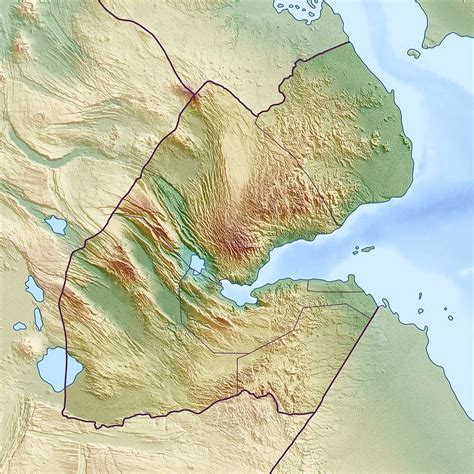 Detailed relief map of Djibouti | Djibouti | Africa | Mapsland | Maps of the World
