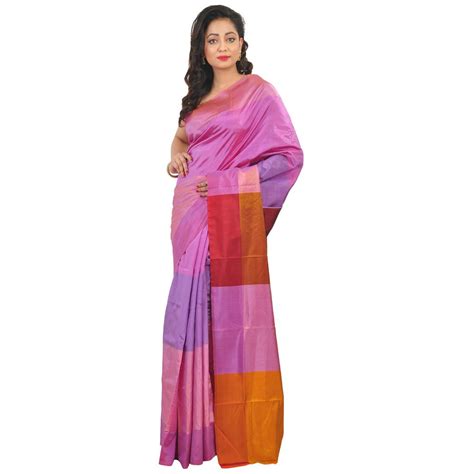 Buy Ruprekha Fashion Woman's Bengal Handloom Pink Colour 3D Pure silk ...