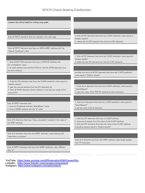 Image result for XPath Cheat Sheet PDF