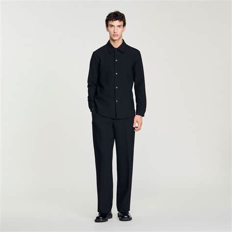 Long-sleeved jersey shirt black / gray for Men | Sandro Paris