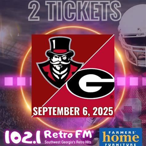 UGA vs Austin Peay tickets giveaway , Farmers Home Furniture (Camilla ...