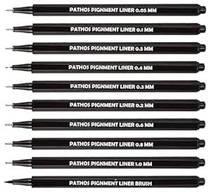 PATHOS INDIA 10 Pcs Micron Pigment liner Pens Black Set for mandala art ...