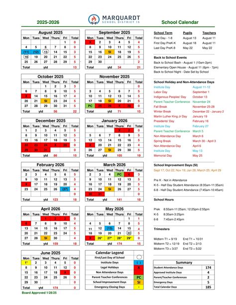 MARQUARDT SCHOOL DISTRICT 15 Calendar 25-26 revised - EduCounty