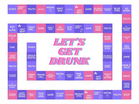 Let's Get Drunk Drinking Board Game With Rules, Printable Drinking ...