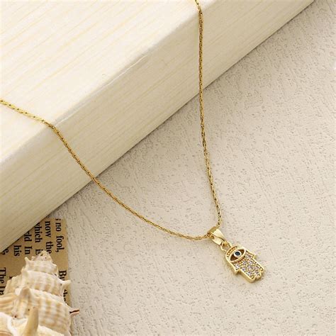 Wishing Hand Evil Eye Gold Necklace | Salty – Salty Accessories