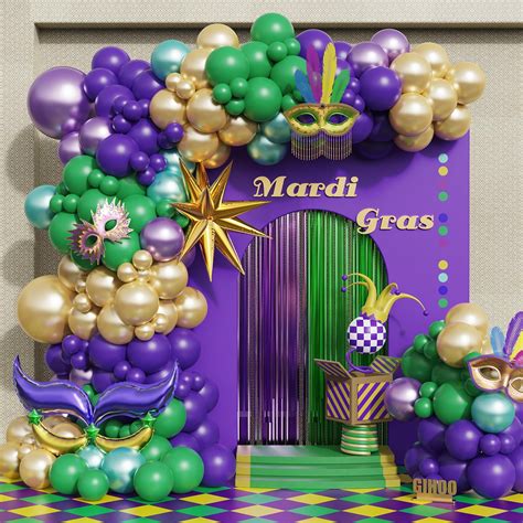Mardi Gras Balloon Garland Arch Kit 170Pcs Purple Green and Gold ...