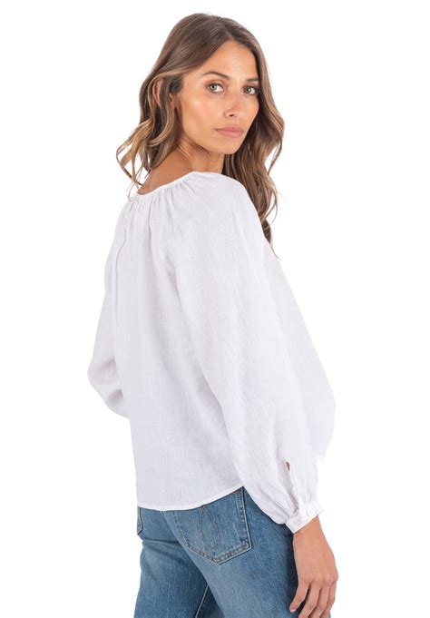 Poem White Peasant Linen Blouse – CAMIXA