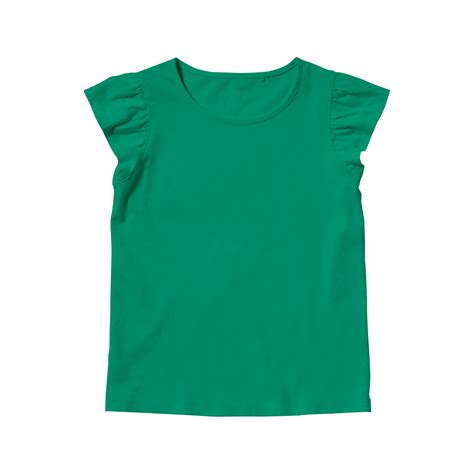 Girls' kelly green cotton blank t-shirt template front view on a ...