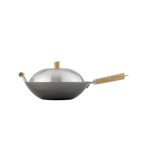 Buy Helen Chen's Asian Kitchen Flat Bottom Wok, Carbon Steel with Lid ...