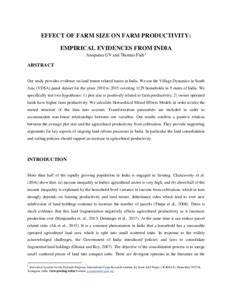 Effect of farm size on farm productivity: empirical evidences from ...