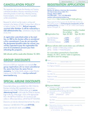 Fillable Online americanbar CANCELLATION POLICY GROUP DISCOUNTS SPECIAL ...