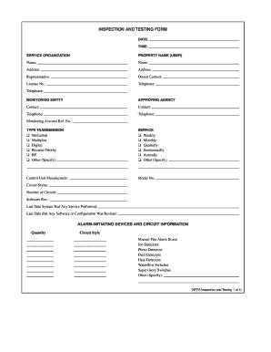 NFPA Inspection and Testing Form - Fill and Sign Printable Template Online