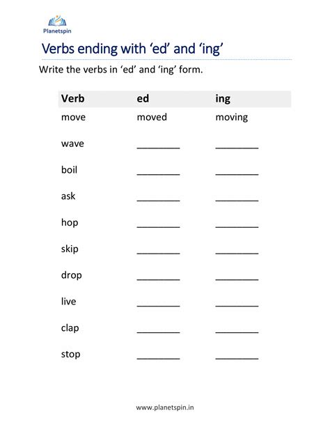 Verb ing worksheets grade 2 | Planetspin.in