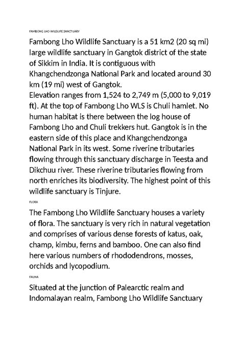 Fambong LHO Wildlife Sanctuary - FAMBONG LHO WILDLIFE SANCTUARY Fambong ...