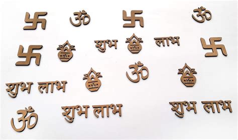 Buy Set of 20 Wooden Diwali MDF Cutouts Shubh Labh Om on cliths – Cliths