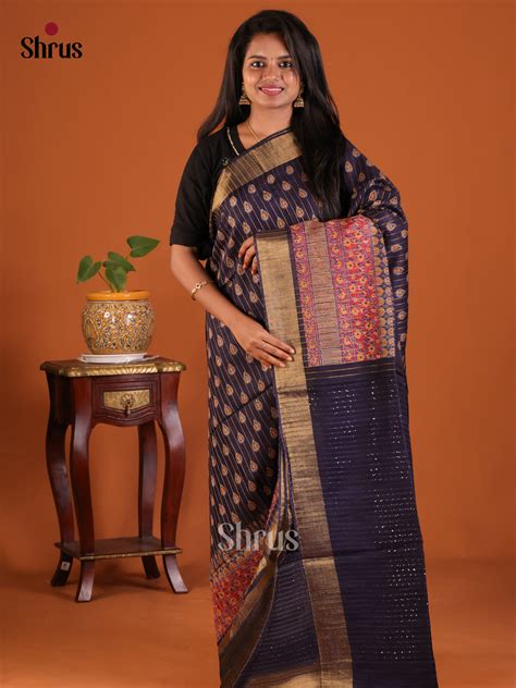 Violet - Printed Tussar Saree
