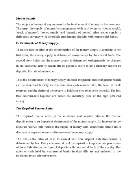 ECON 101: Money Supply & Its Determinants Explained - Studocu