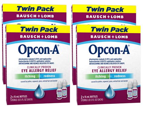 4 Pack - Opcon-A Eye Allergy Relief Drops–Antihistamine and Redness ...