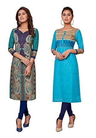 Buy Salwar Studio Women's Pack of 2 Cotton Printed Straight Fit ...
