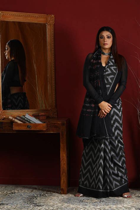 Black-Grey Pure Cotton Handloom Saree – Six Yard Story