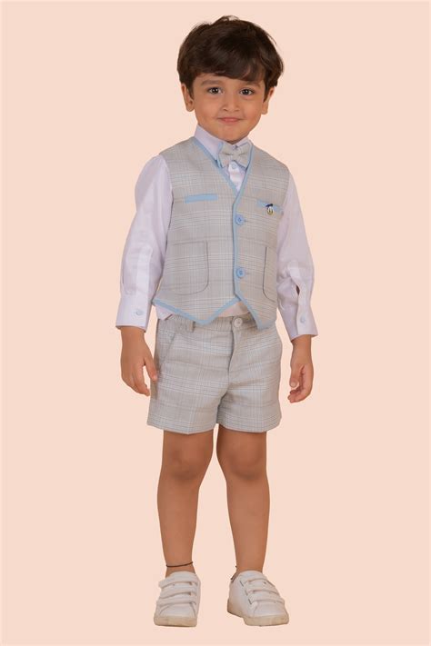Blue Contrast Waistcoat Set | The Little Factory