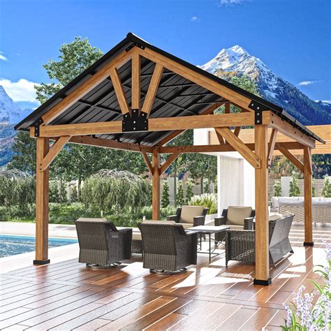 Joyside 15 Ft. W x 13 Ft. D Solid Wood Hardtop Patio Gazebo & Reviews ...