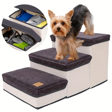 3 Tiers Foldable Pet Steps And Stairs For High Bed, Dog Cat Ramp For ...