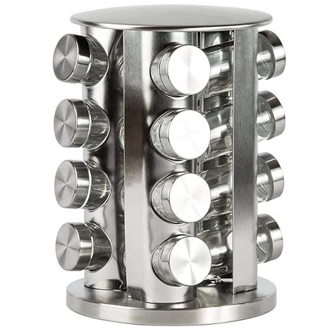 PINK PARI (LABEL) Stainless Steel 16pc Spice Jars Rack | Revolving ...