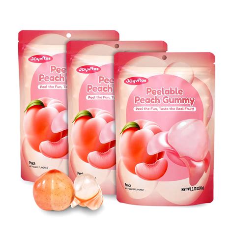 Amazon.com : Christmas Peelable Gummy Peach Candy – Individually Wrapped Tropical Peeling ...