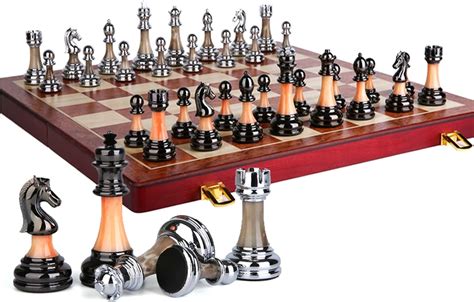 Buy Classic Chess Set | Metal Acrylic Chess Pieces with Folding Chess ...