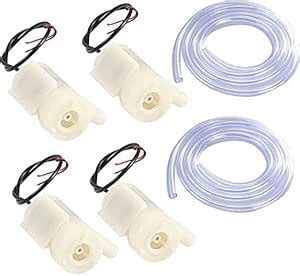SP 4Pcs DC 3-5V Micro Submersible Mini Water Pump with 2pcs Clear Vinyl ...