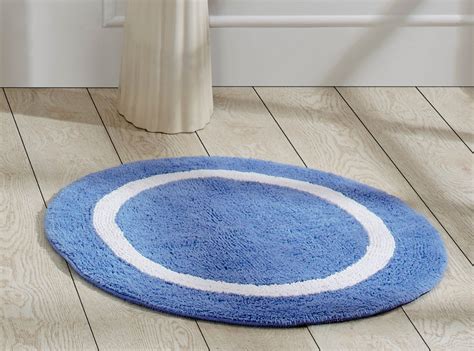 Better Trends Hotel Collection Bath Rug 30" Round Blue & White ...