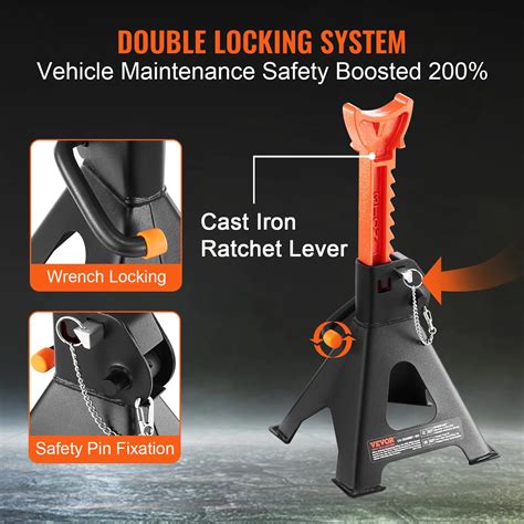 VEVOR Jack Stands, 3 Ton (6,000 lbs) Capacity Car Jack Stands Double ...